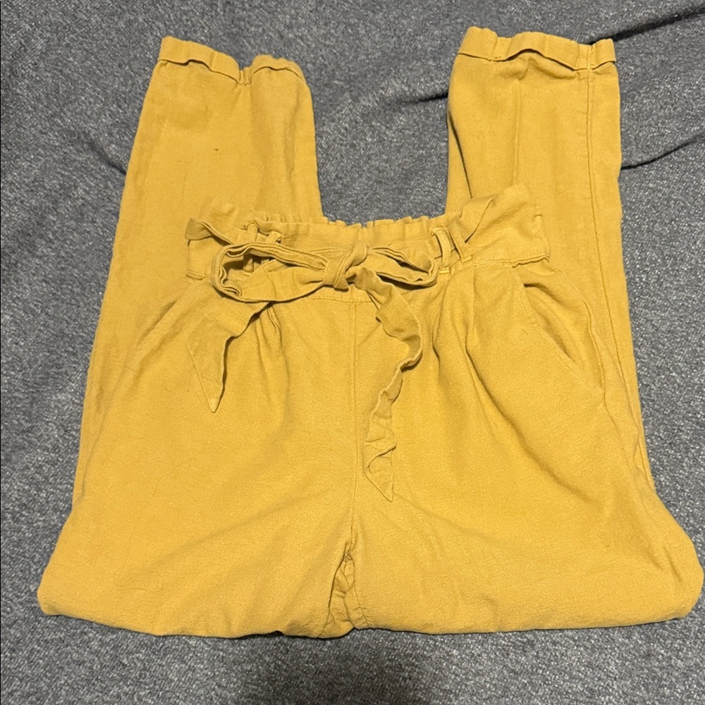 🌻 American Eagle Linen Blend Paperbag Waist Pants – Mustard Yellow (XS) - Picture 9 of 11
